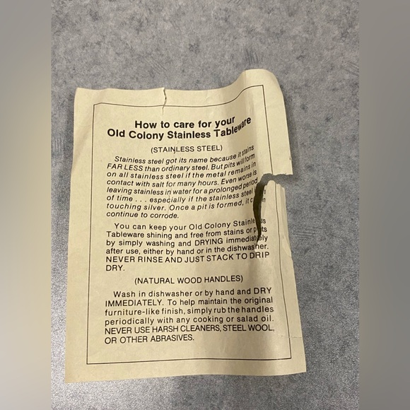 Old Colony Stainless Steel Natural Wood Handle Vintage Tableware (24 Piece Set) - Picture 7 of 7